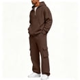 thumbnail image 6 of Men's Hooded Sweatshirt Sweatpants Pant Set Comfortable Zipper Hoodies Elastic Waist Solid Drawstring Pockets Pants Two-piece sportswear Sets for Man Fall Winter, 6 of 8