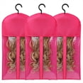 thumbnail image 1 of 3 Piezas Soporte para Extensiones Cabello Almacenamiento Pelucas para Múltiples Soportes para Pelucas Bolsas para Pelucas con Colgador Almacenamiento Extensiones Cabello Rosa Rojo, 1 of 5