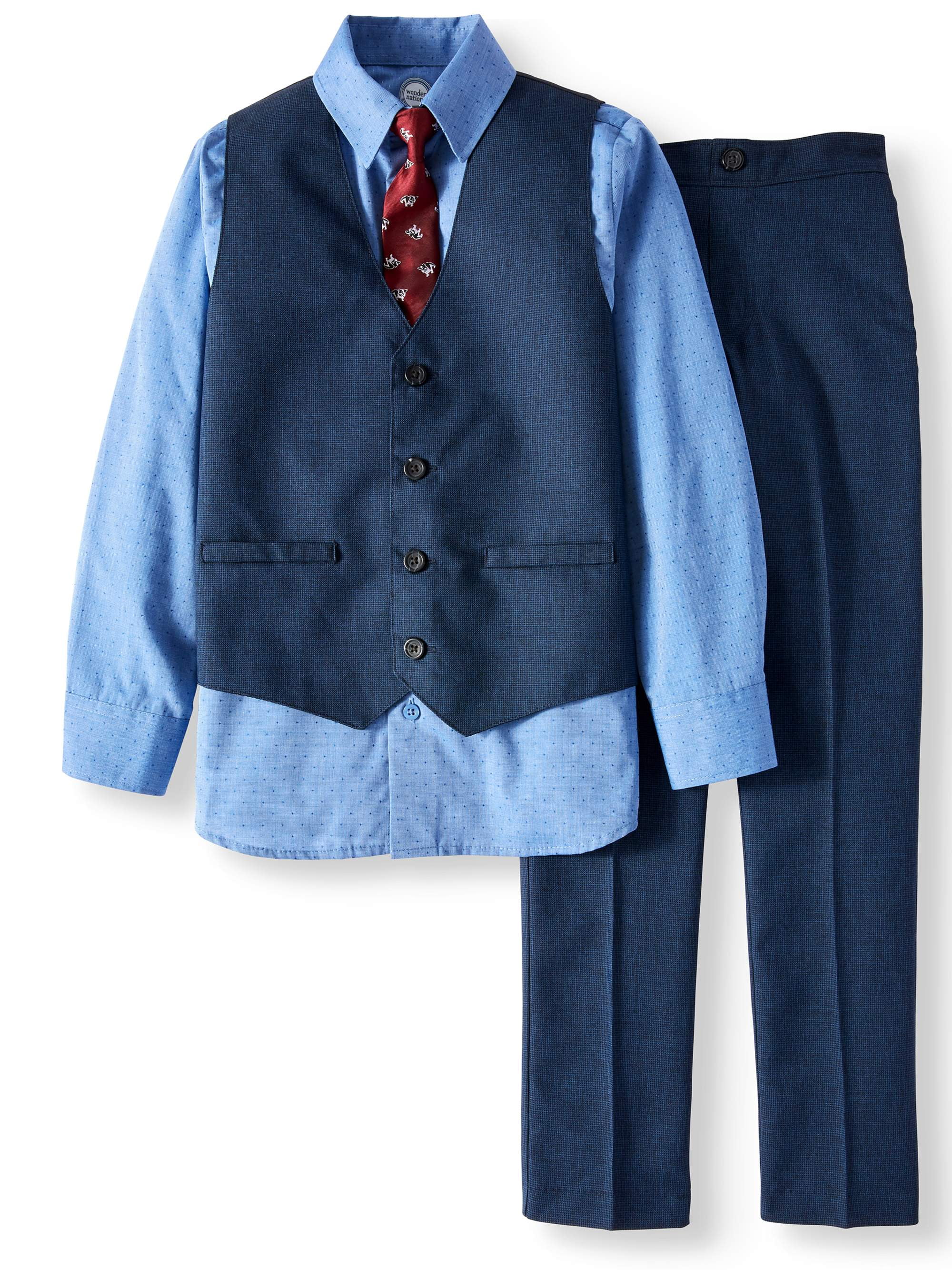 Blue Mini Check Dressy Vest with Dress 