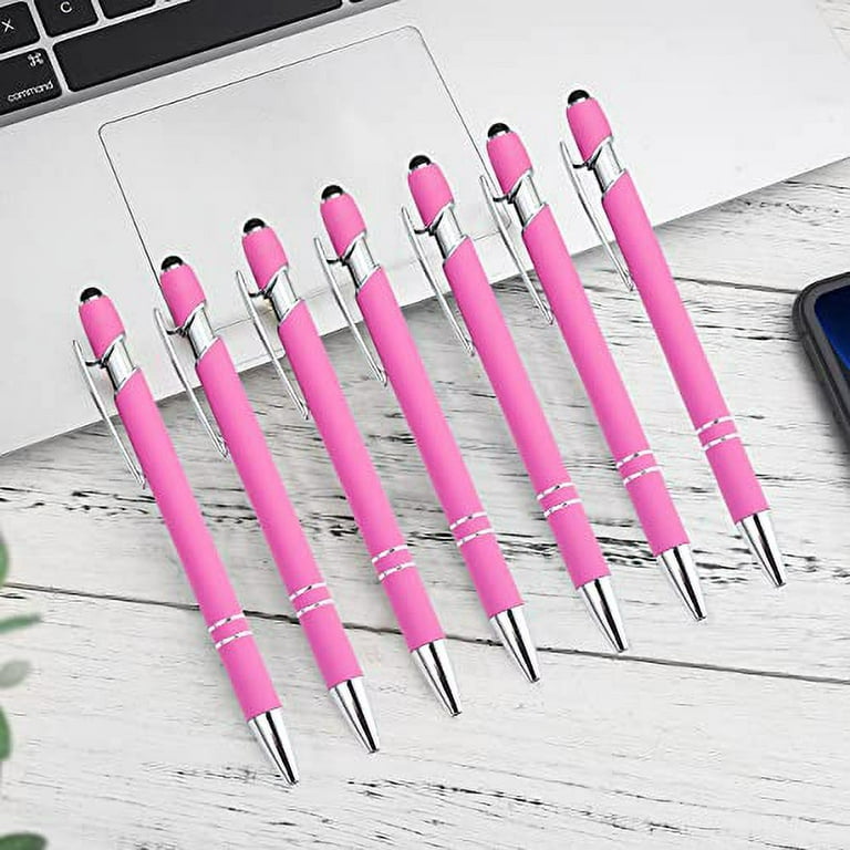 PASISIBICK 12 Pieces Pink Ballpoint Pen with Stylus Tip, 2 in 1 Stylus  Stylish Pen, Premium Metal Stylus Pen for Touch Screens, Black Ink, 1.0 mm  Medium Point(12 PCS Pink)