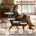 thumbnail image 5 of Newest 30" Mid-Century Modern Armchair, Dark Grey Fabric with Lumbar Pillow & Solid Wood Armrests for Living Room & Office, 5 of 13
