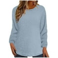 thumbnail image 2 of UQJfacai Womens Sweatshirts Sherpa Long Sleeve Crewneck Cozy Sweater Fall Winter Fuzzy Fleece Warm Causal Loose Fit Pullover Tops, 2 of 6