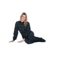 thumbnail image 3 of Navy Blue & Green Plaid Lightweight Cotton Flannel Adult Footed Onesie Pajamas for Men & Women, 3 of 4