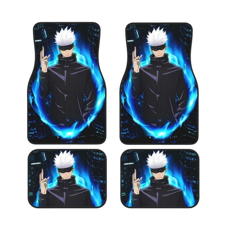 Jujutsu Kaisen Car Floor Mats 4pc Set Anti Skid Vehicle Floor Mat Car Carpet For Front Rear Seats Universal Auto Interior Accessories