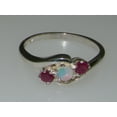 thumbnail image 5 of LBG British Made 18k White Gold Natural Opal & Ruby Womens Trilogy Ring - 33 size options - Size 6, 5 of 6