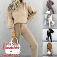 thumbnail image 3 of Women's Tracksuit Long Sleeve Round Neck Sweatshirt + Drawstring SweatpantsXL, 3 of 5