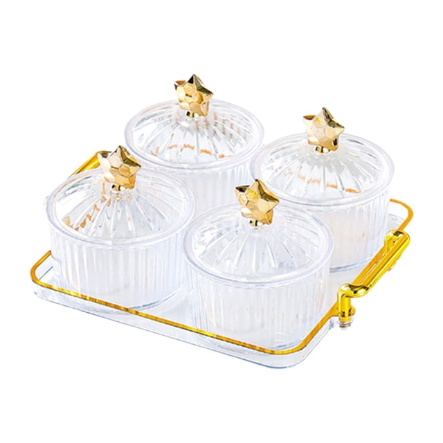 Platos para servir divididos, bandeja para servir nueces y dulces, recipiente para aperitivos, transparente, recipiente para servir nueces y dulces 4 cuadrícula
