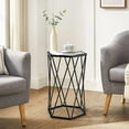thumbnail image 2 of Costway Set of 2 End Table Tempered Glass Top Metal Frame Hexagonal Accent Side Table, 2 of 10