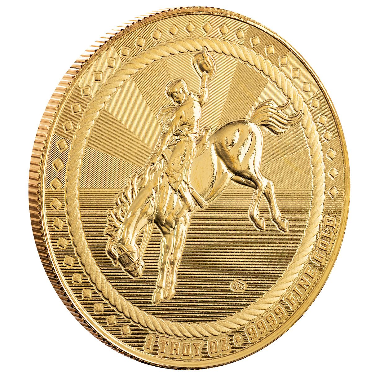 1 oz Gold Round - Scottsdale Mint Cowboy .9999 Fine Gold Bullion Round w/ Buffalo Privy