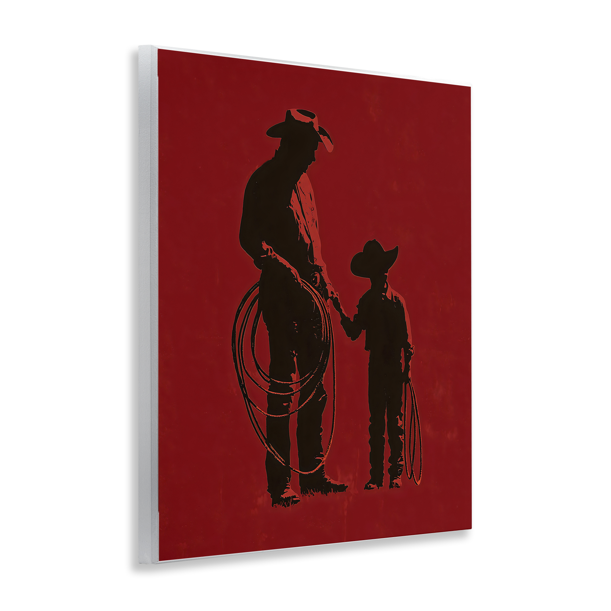 Burgundy Cowboy Father & Son Wall Plaque Art, design by Arlington Prints
