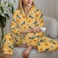 thumbnail image 6 of Pofeuu Bee Wasp Print Womens Pajamas Set Long Sleeve Sleepwear Button Down Nightwear Soft Pj Lounge Sets Button Down Pajamas Women-Medium, 6 of 7