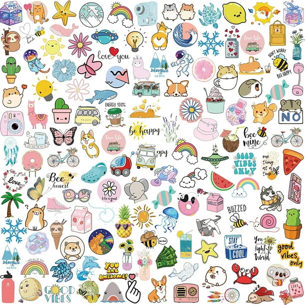 300 Pcs Trendy Cool Stickers For Kids, Vinyl Waterproof Vsco Aesthetic Cute  Stickers Decals, Gift For Kids Teens (colorful Stickers Pack-300pcs)