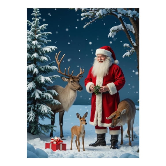 Diamond Art Kit for Adults, Snowy Night Santa Deer Scene Diamond Painting for Adults Beginners, DIY Diamond Art Painting Kits, 5D Diamond Painting Crafts for Home Decor 12x16 Frameless