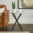 thumbnail image 6 of 36 Inch Bar Table- Metal Top- Hammered Nails- Intersected Base- Silver, 6 of 8