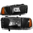 thumbnail image 2 of DNA Motoring HL-OH-DR944P-BK-AM For 1994 to 2002 Dodge Ram Truck 1500 2500 3500 Headlight+Corner Lamp Black Housing Amber Side 95 96 97 98 99 00 01 Left + Right, 2 of 3
