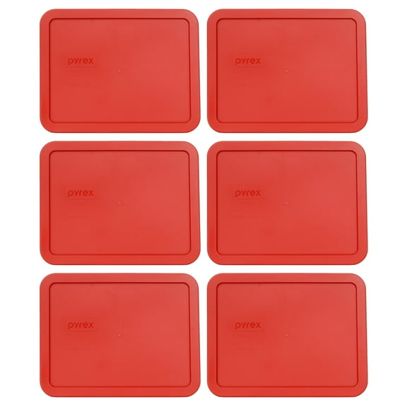 Pyrex 7211-PC Poppy Red Rectangle Plastic Replacement Lid Cover (6-Pack)