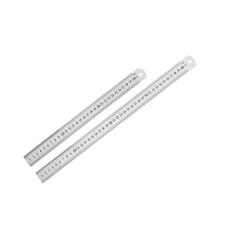 Uxcell 30cm 40cm 12-16 Inch Straight Ruler Metric Stainless Steel Measuring Ruler Tools 2 in 1 Set