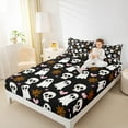 thumbnail image 4 of Manfei Kids Cute Ghost Twin Sheet Sets, Halloween Skull Skeleton Twin Fitted Sheet, Gothic Spider Web Flat Sheet, Breathable Home Decor, 3pcs, 4 of 7
