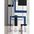 thumbnail image 6 of Abstract Lines Art Sheer Curtains 84 Inches Long 2 Panels Black Blue Geometric Square Frame Light Filtering Semi Sheer Window Curtains Drapes for Bedroom Living Room 52"x84", 6 of 7