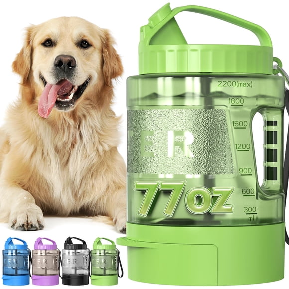 Botella de agua portátil para perros Lesotc, 2,2 L, a prueba de fugas, verde