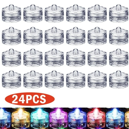 

Submersible LED Tea Lights - Waterproof Flameless White Led Lights Battery Powered Small Led Candle Light for Vase Hot Tub Pool Party Lantern Wedding Decor (24pcs RGB Changing Colors)