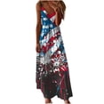 thumbnail image 2 of SnZhen Dresses for Women Short Party Women Fashion Sling Mid-waist V-neck Sleeveless Stripe Printing Slim Beach Long Dress, 2 of 5