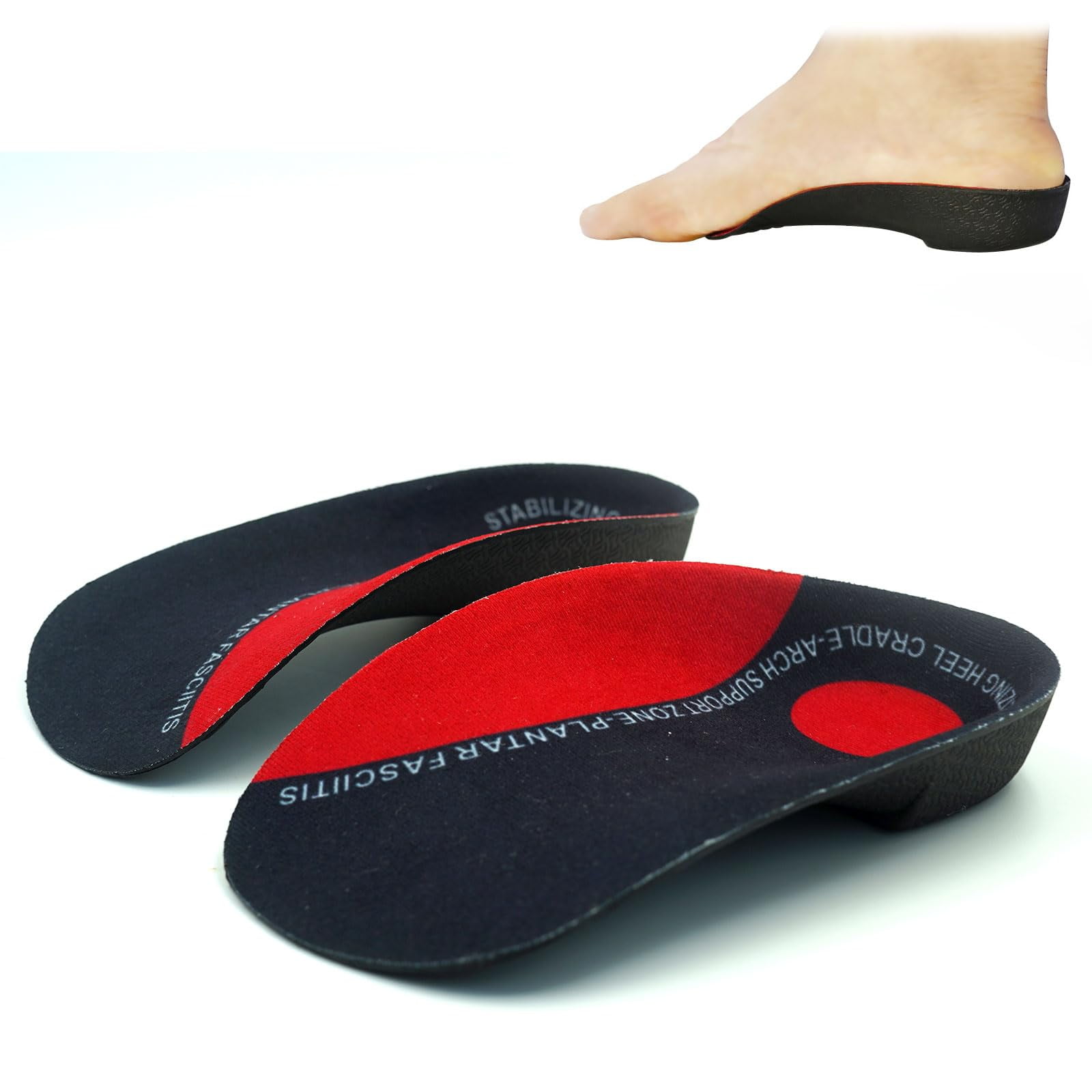 Arch Support Inserts, 3/4 Orthotics Shoe Insoles，Orthotic Inserts for Women Men, High Arch Supports Foot Insoles for Over-Pronation, Relief for Heel Pain, Heel Spurs, Plantar Fasciitis, Flat Feet