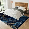 thumbnail image 3 of Blue Gold Marble Texture Area Rug, Retro Dreamy Luxury Front Entrance Carpet, Washable Carpet Soft Non-Shedding with Non-Slip for Living Room Bedroom Hardwood Floors 2x3ft, 3 of 7