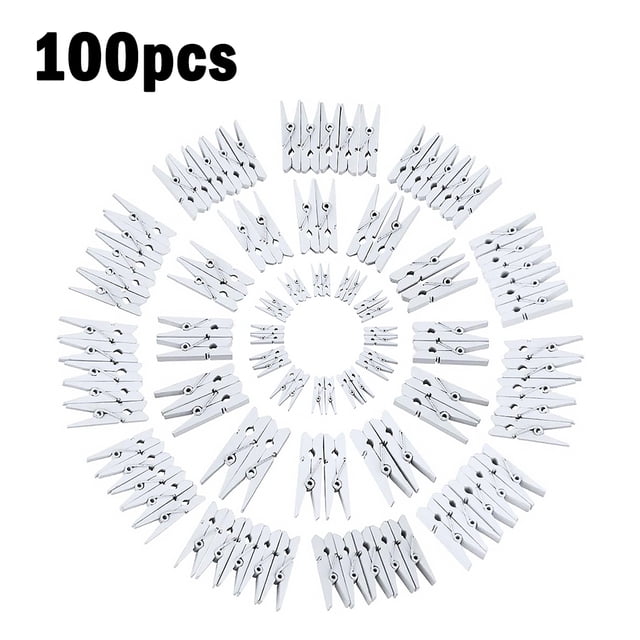Abrazadera de madera de sellado de 100 piezas, clip para fotos artesanales, abrazadera de almacenamiento para bocadillos, color blanco seitruly HA5499-04B
