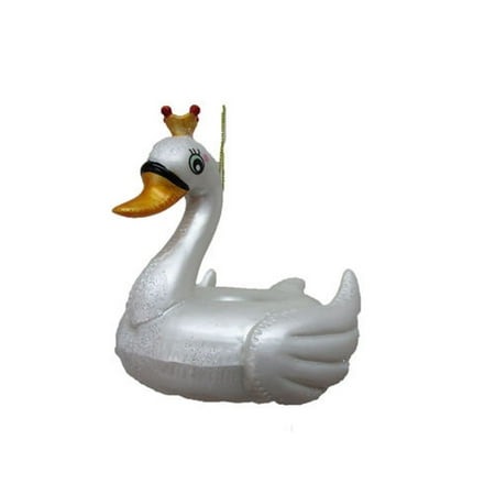Crown Ornament Swan With Golden Crown Pool Float Christmas Holiday Ornament Glass ()