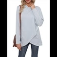 thumbnail image 3 of Sudadera Holgada con Capucha y Larga para Mujer, de Color Liso e Irregular Gris Azul XXXL, 3 of 9