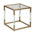 thumbnail image 6 of DecMode 19" x 20" Gold Metal Cube Shaped Accent Table with Clear Glass Top and Acrylic Legs, 1-Piece, 6 of 11