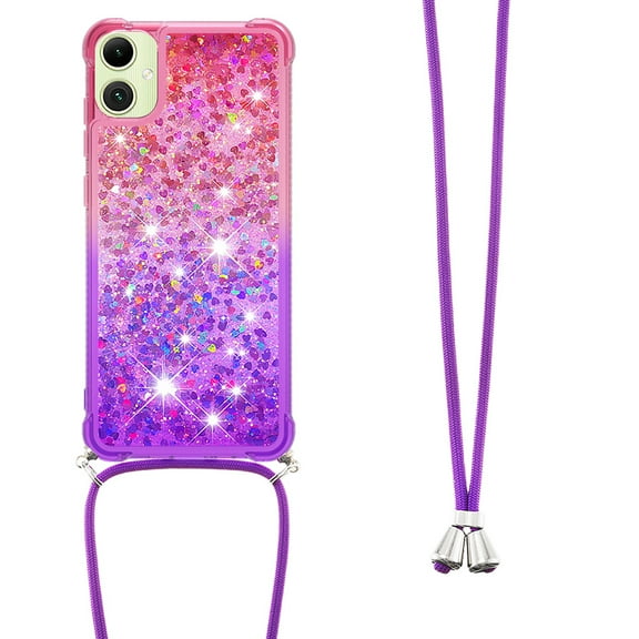 GY-MCKK for Samsung Galaxy A07/A06 Case Girls Women Cute Glitter Soft TPU Phone Case with Strap Lanyard Shockproof Protective Cover-B2