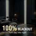 thumbnail image 2 of 100% Blackout Curtains for Bedroom 108 Inches Long Grommet Linen Face Full Light Blocking Curtain Drapes for Living Room Thermal Linen Look Curtains 2 Panels Set, 52" W x 108" L, Navy, 2 of 8