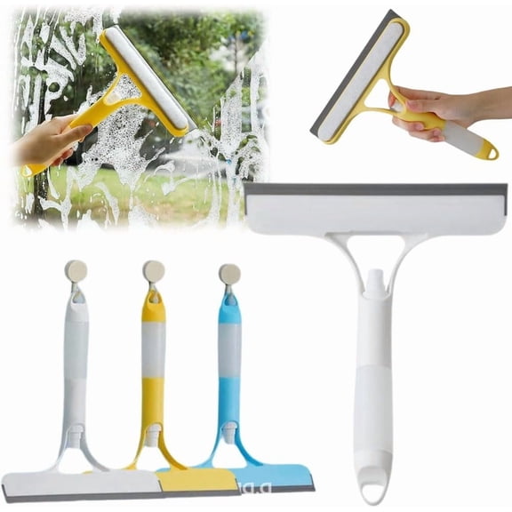 3 in 1 Spray Squeegee– Double-Sided Scrubber with Spray Bottle & Scraper – Portable Car, Home, Kitchen Window & Mirror Cleaner Tool