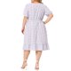 thumbnail image 3 of Vestido midi de camisa con cintura fruncida y mangas cortas con volantes para mujer de tallas grandes Agnes Orinda 1X púrpura, 3 of 6