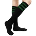 thumbnail image 3 of Couver Women's Triple Striped Knee High Tube Cotton Socks, Black Green, 9-11, 2 Pairs, 3 of 9