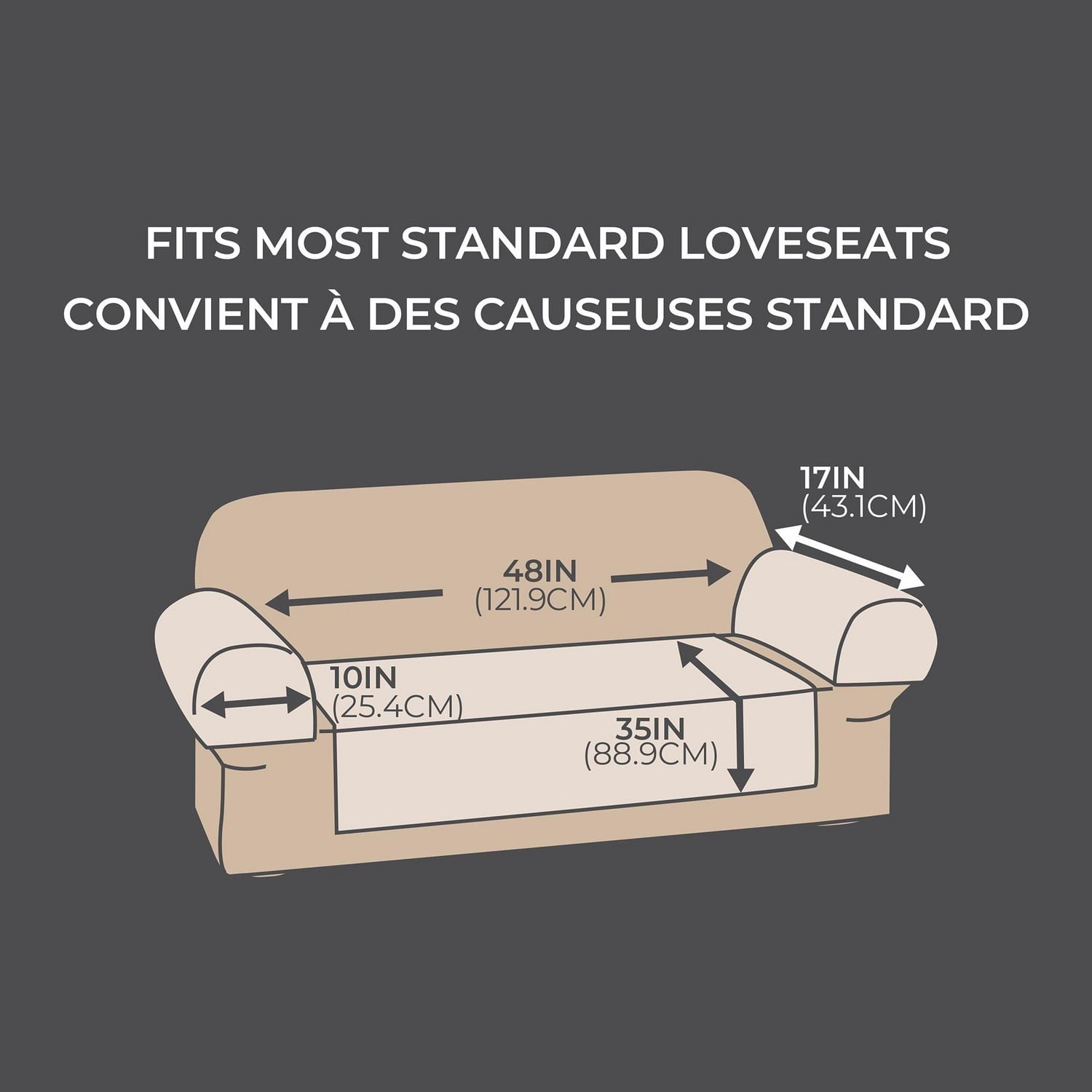 Housse de causeuse en tissu sherpa synthétique imperméable SmartFit, housse de mobilier en 3 pièces, pour chiens et autres animaux de compagnie, lavable à la machine Creme