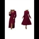 thumbnail image 3 of Vestidos Largos Bohemios de Otoño para Mujer, con Cuello en V, Lunares, Cintura Alta, Corte A y Volantes, para Vacaciones. Vino Tinto M, 3 of 7