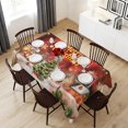 thumbnail image 6 of Red Green Christmas Table Cloth Waterproof Tablecloths, Winter Snowflakes Xmas Trees Village Tablecloth Dining Table Cover for Kitchen Party Tabletop Outdoor, Rectangle Tablecloth 54x108 Inch, 6 of 9