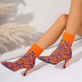 thumbnail image 6 of SACFOF Women's Kitten Heel Ankle Boots Stretchy Knit Open Toe High Sexy 2.87 Inches Stiletto for Dressy and Everyday, 6 of 7