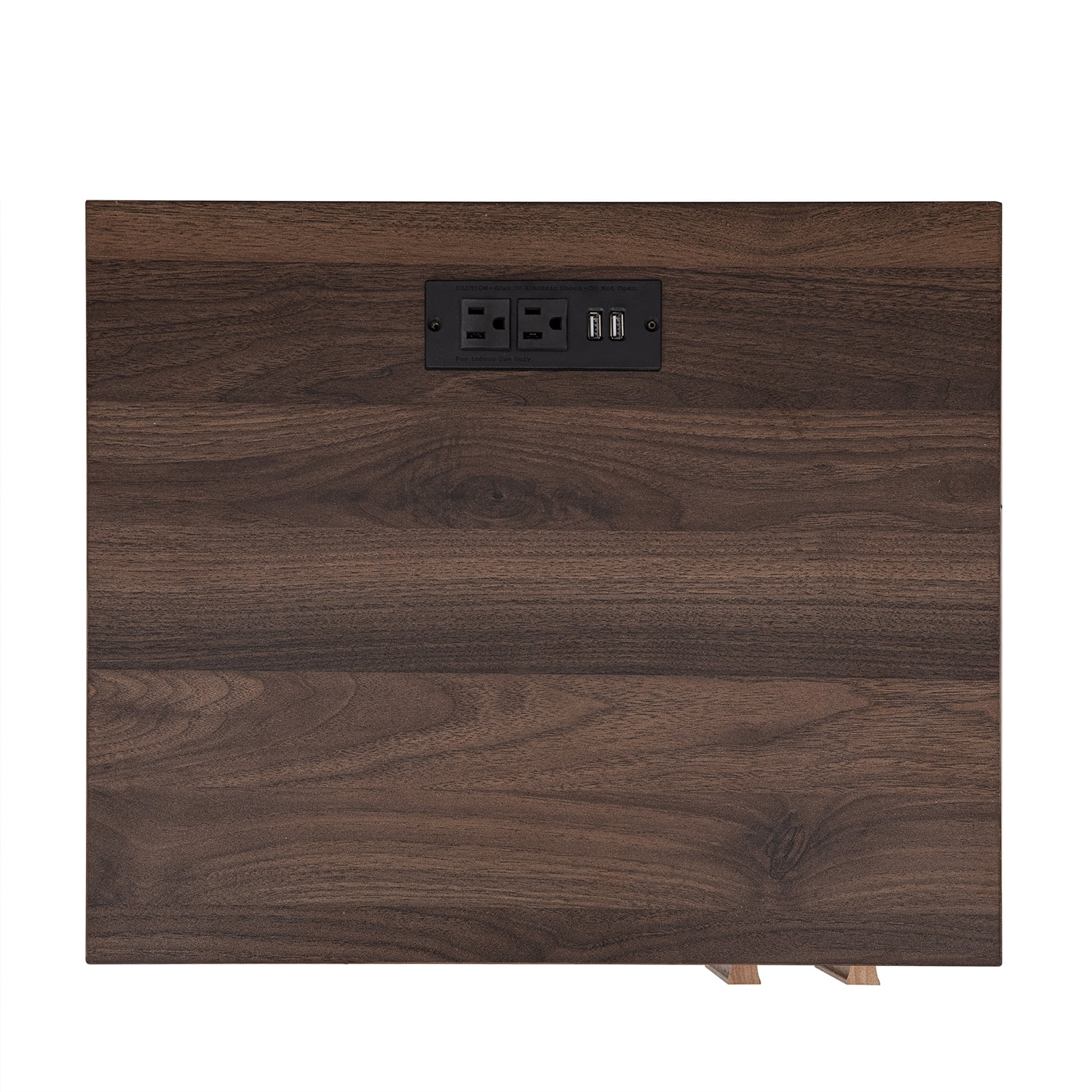 Kadyn Modern Wooden Nightstand, Storage Bedside Table with USB Ports, End Table for Living Room and Bedroom, Gray+Walnut