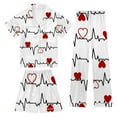 thumbnail image 2 of Pajamas for Girls 3pcs Satin Button Down Pjs Short Sleeve Top Shorts & Long Pants Cute Cartoon Valentine's Day Pajama Sets Silky Nightwear 3pcs Sleepwear, 2 of 6