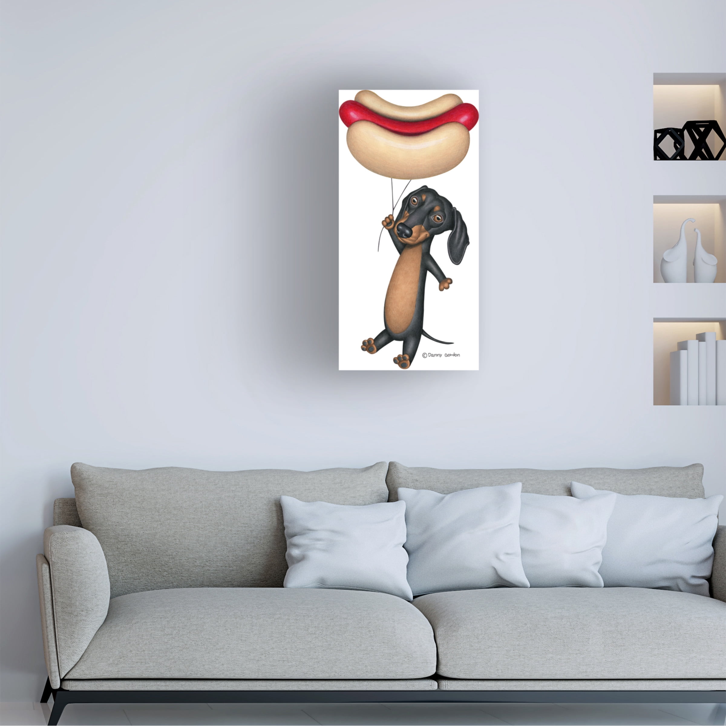 Danny Gordon Art 'Black Dachshund Hotdog Balloon' Canvas Art