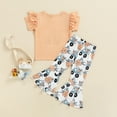 thumbnail image 5 of Douhoow 2Pcs Toddler Girl Easter Outfits Kid Short Sleeve Bunny T-Shirts Carrot Flared Pants, 5 of 8