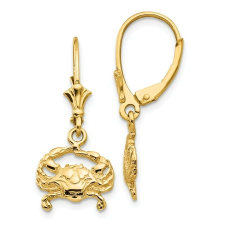 Roy Rose Jewelry 14K Yellow Gold Blue Crab Leverback Earrings