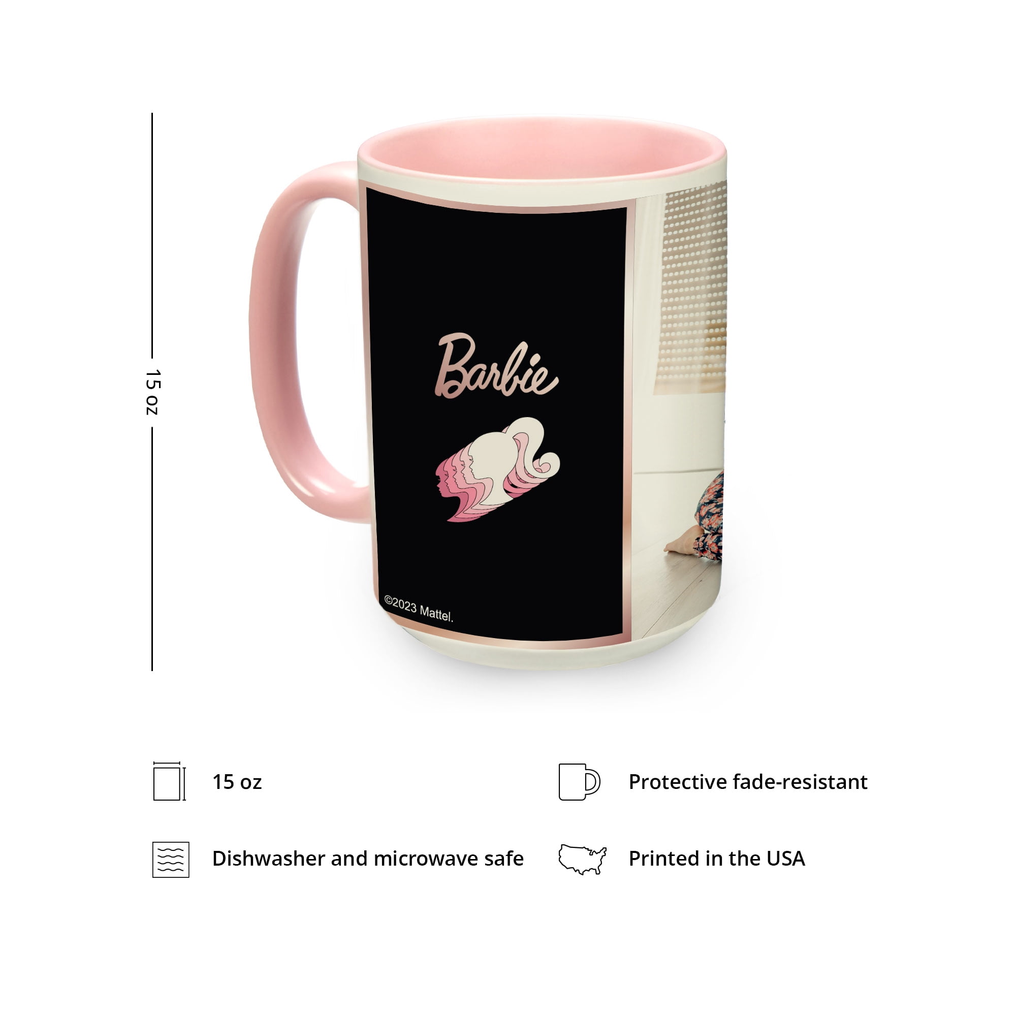 Personalized Photo 15 oz Pink Barbie Mug, Radiate Kindness,