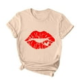 thumbnail image 4 of RKSTN Hauts pour Femmes 2024 Printemps Été Imprimé Graphique Col Rond Manches Courtes Hauts Saint-Valentin Couleur Unie Blouse Ample Décontractée, 4 of 4