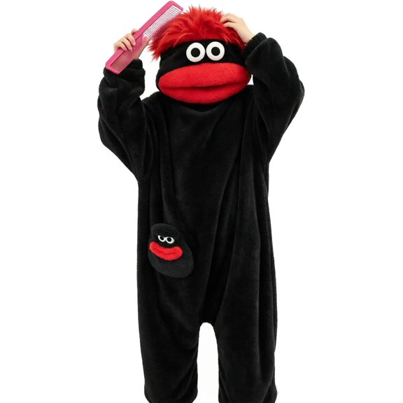 Big Mouth Monster Onesie, Funny Frog Hoodie, Cozy Flannel Pajamas with Giant Comb,Home Loungewear