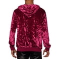 thumbnail image 3 of INSPIRE CHIC Velvet Sweatshirt for Men's Long Sleeves Hooded Pullover Sweatshirts Burgundy L, 3 of 5